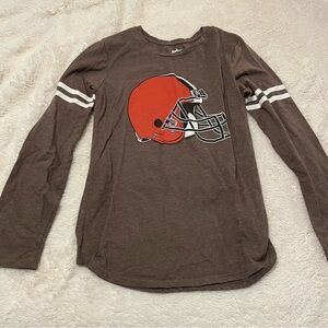 NFL Brown Long Sleeve with Orange Helmet Design. Item # 11024